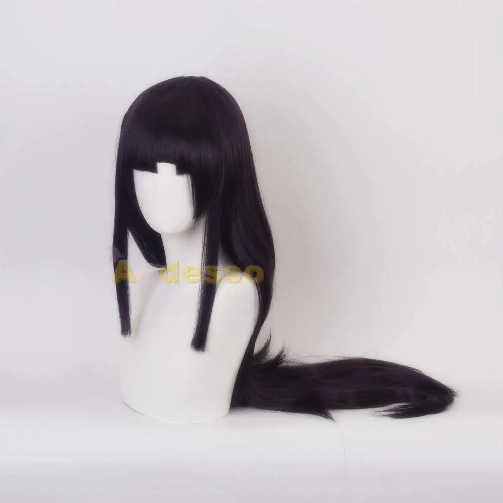 Mikan Tsumiki Wig For Girls Wig For Cosplay Party With Hair Accessory for Halloween Long Black Purple Wigs Party