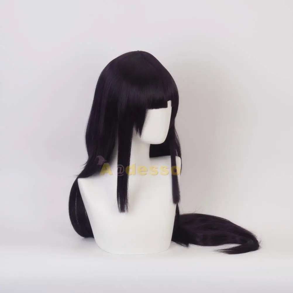 Mikan Tsumiki Wig For Girls Wig For Cosplay Party With Hair Accessory for Halloween Long Black Purple Wigs Party