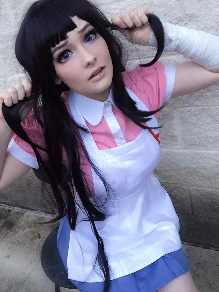 Mikan Tsumiki Wig For Girls Wig For Cosplay Party With Hair Accessory for Halloween Long Black Purple Wigs Party