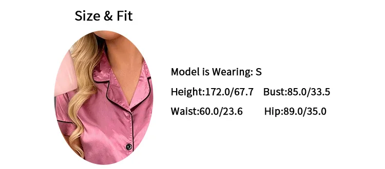 Heart Embroidery Satin Pajama Set Casual Short Sleeve Button Up Lapel Collar Top & Elastic Pants Pyjama Women's Sleepwear Pj Set