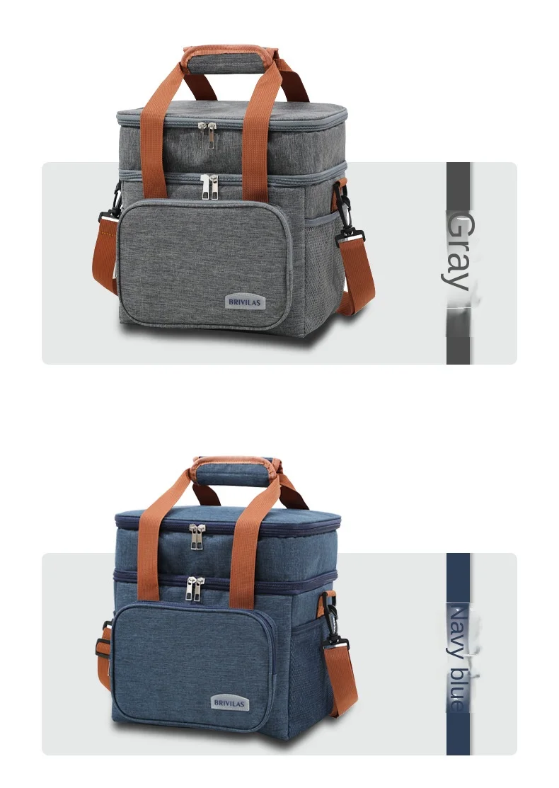 Portable Double Layer Lunch Bags Food Box Durable Camping Oxford Backpacks Icebox Large Capacity Picnic Durable BBQ Outdoor BBQ