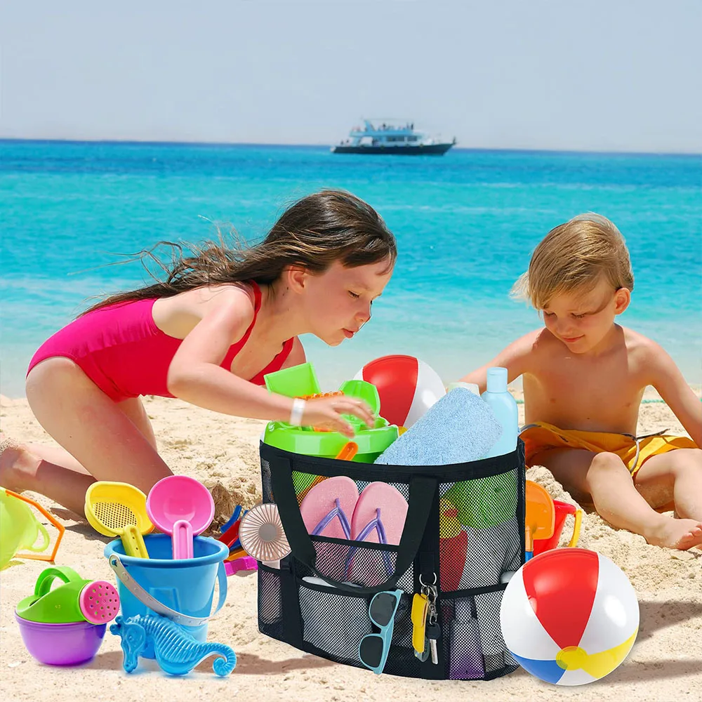 Mesh Beach Bag Waterproof Sandproof - Large Tote Pool Bag for Women Vacation Essentials Beach Accessories