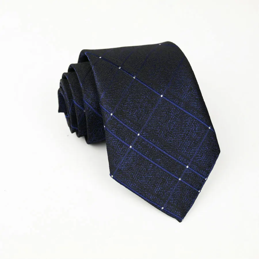 8cm Classic Men's Tie Blue Plaid Striped Neck Tie Paisley Floral Neckties Daily Wear Cravat Wedding Party Gift