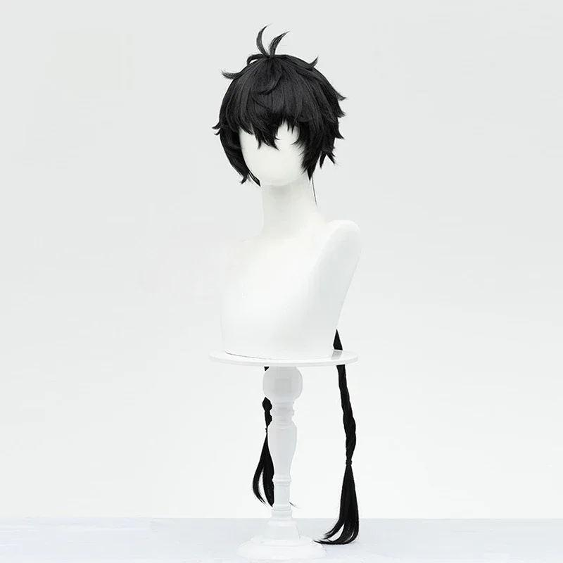 Anime Wuthering Waves Rover Cosplay Wig Male Black Short Hair 90CM Long Braid Main Character Resonator Halloween Party