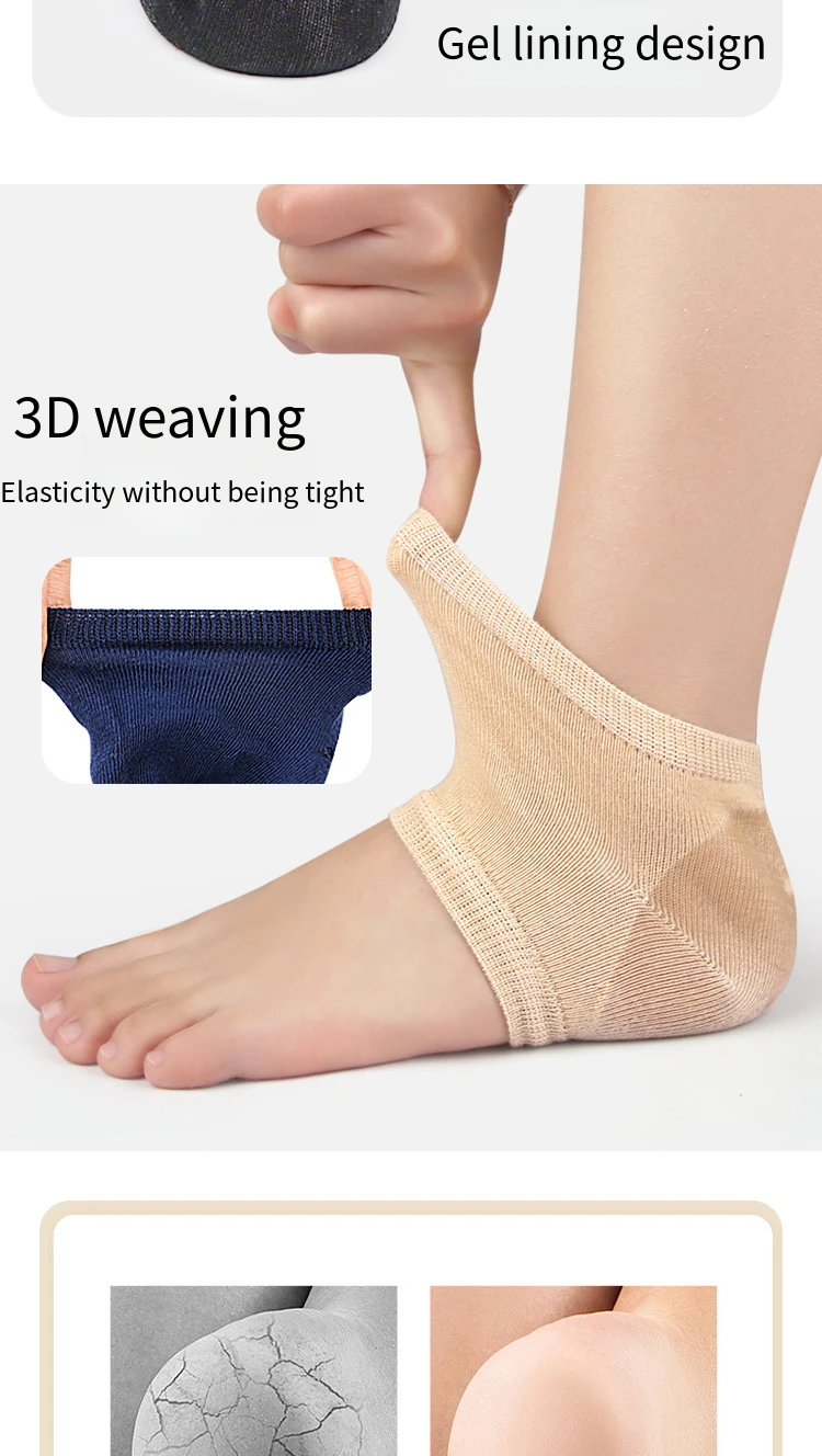 Socks Feet Pads for Heels Heel Gel Protective Shock-absorbing Insoles Feet Care Skin Repair Cushion Anti-cracked Foot Sock