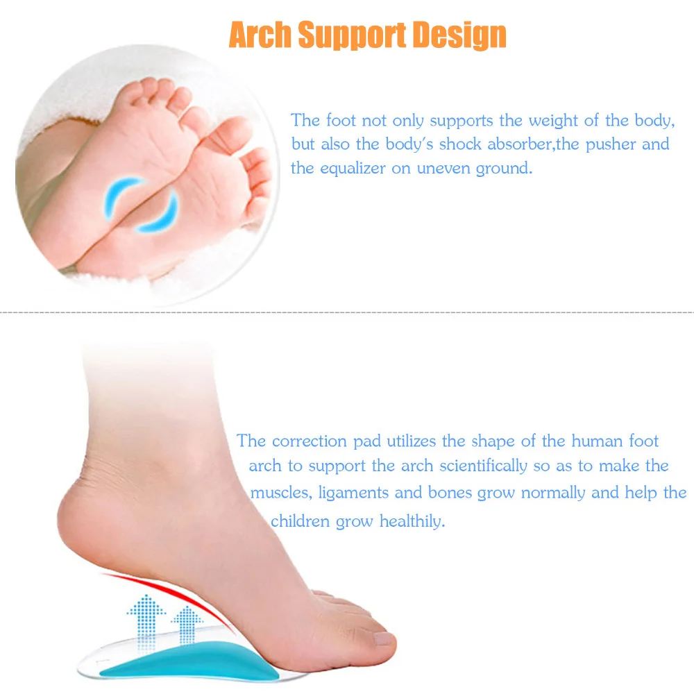 Kids Orthopedic Insoles for Children Shoes Inserts Baby Flat Foot Arch Support Silicone Gel Insoles Plantar Fasciitis Orthotics