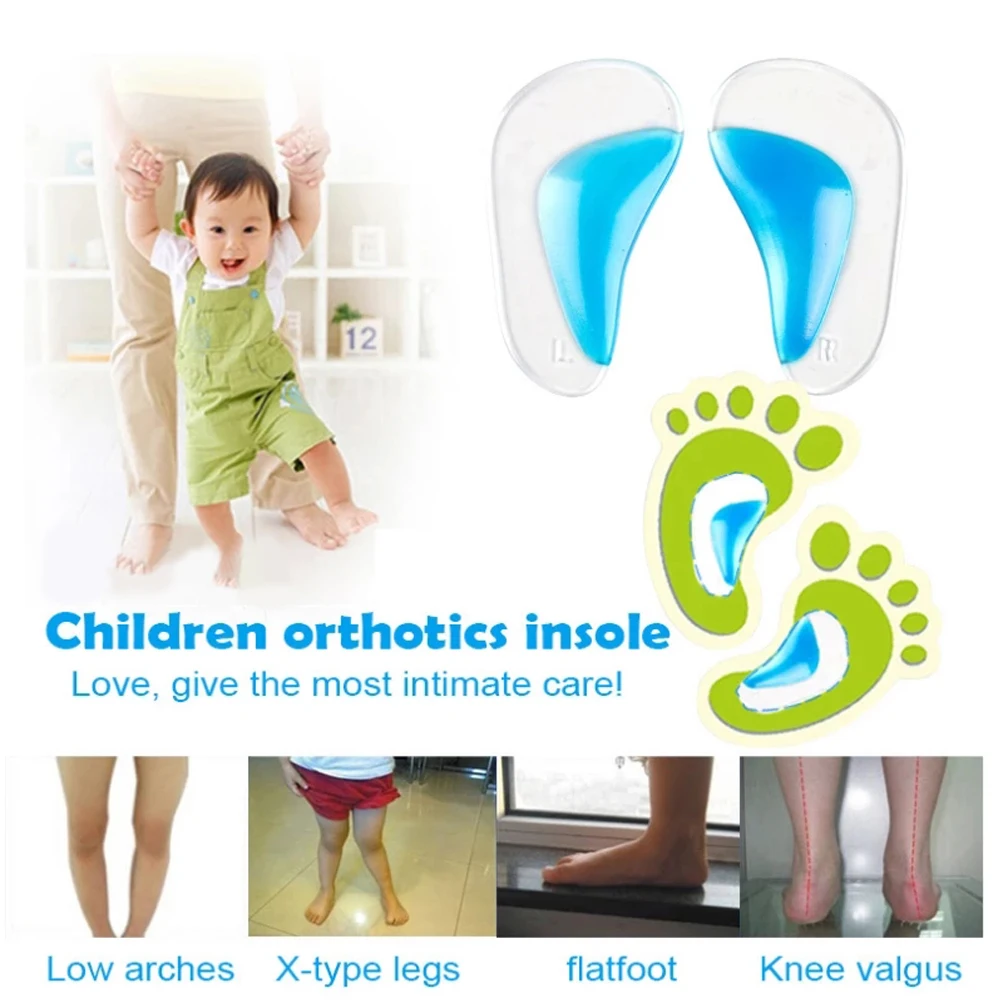 Kids Orthopedic Insoles for Children Shoes Inserts Baby Flat Foot Arch Support Silicone Gel Insoles Plantar Fasciitis Orthotics