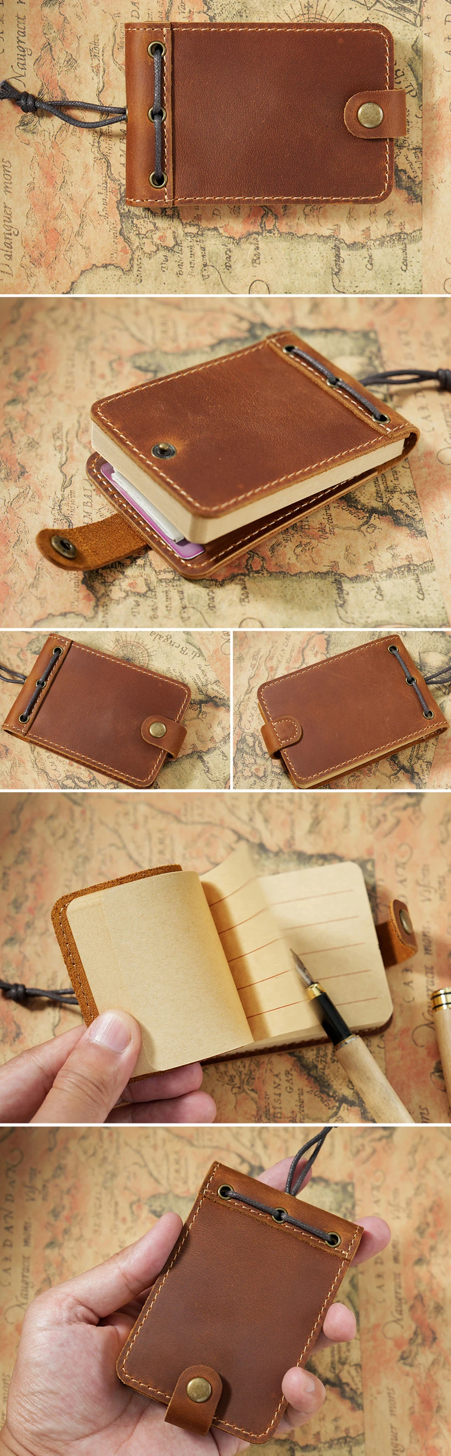 Portable Leather Notebook Mini Notepad Sketchbook Journal Travel Office School Supplies