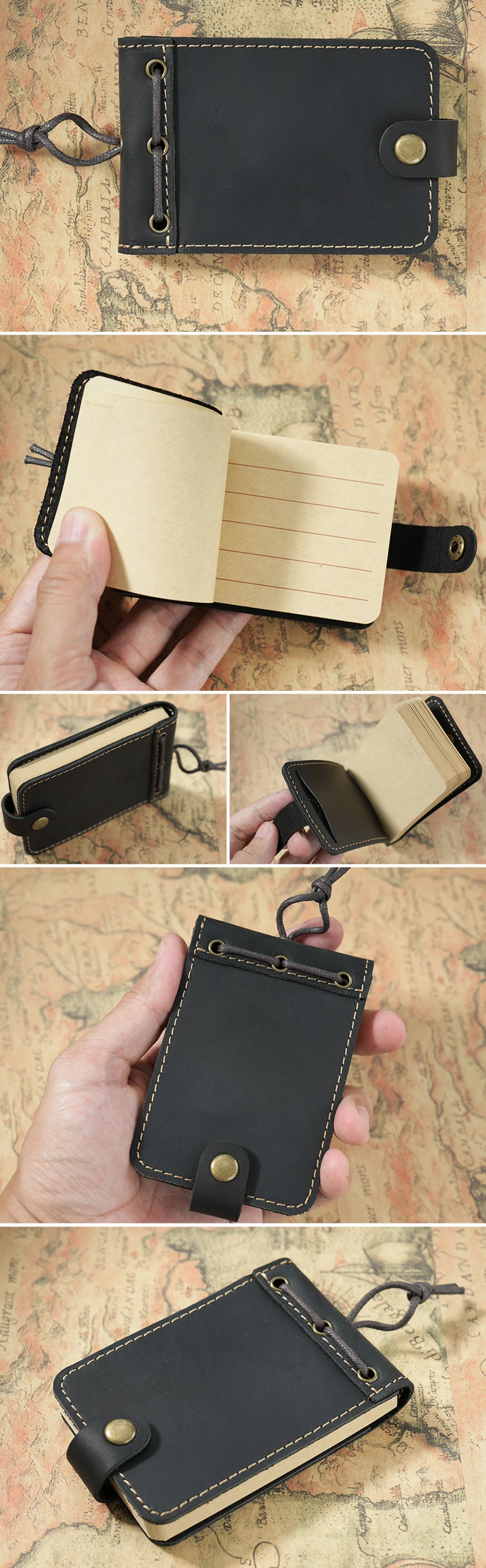 Portable Leather Notebook Mini Notepad Sketchbook Journal Travel Office School Supplies