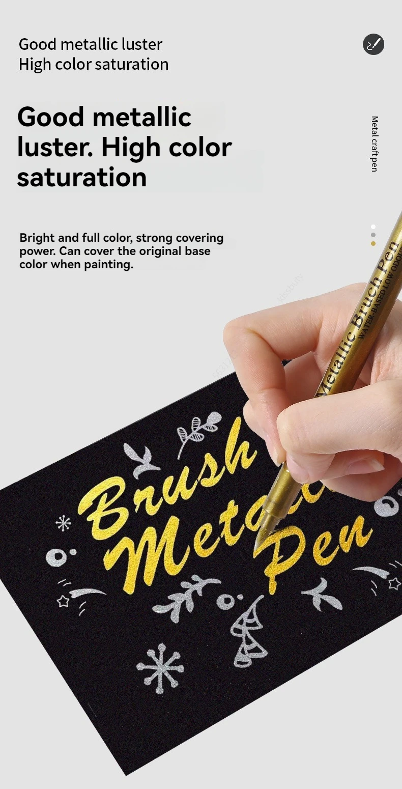 1/3Pcs highlight Metallic Marker Brush Pens Gold Silver White Color Permanent Art Marker For Manga Crafts Scrapbooking Supplies