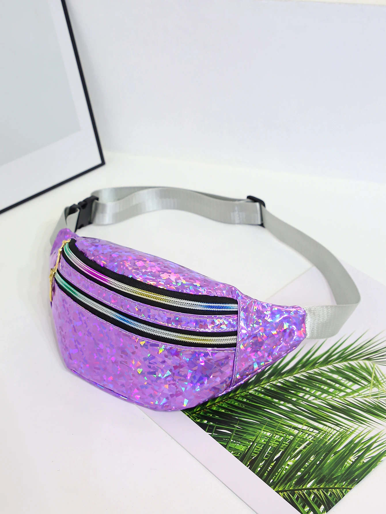 Holographic Waist Bags Women Silver Fanny Pack Female Belt Bag Black Geometric Waist Packs Laser Chest Phone Pouch Bum Bag