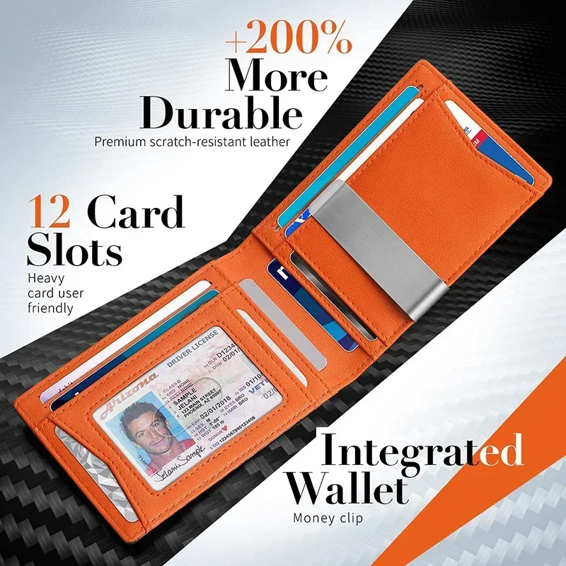 Rfid Carbon Fiber Luxury Men Wallets Money Clip Slim Thin Man Credit Card Holder Wallet for Men Small Short Male Vallet Billfold