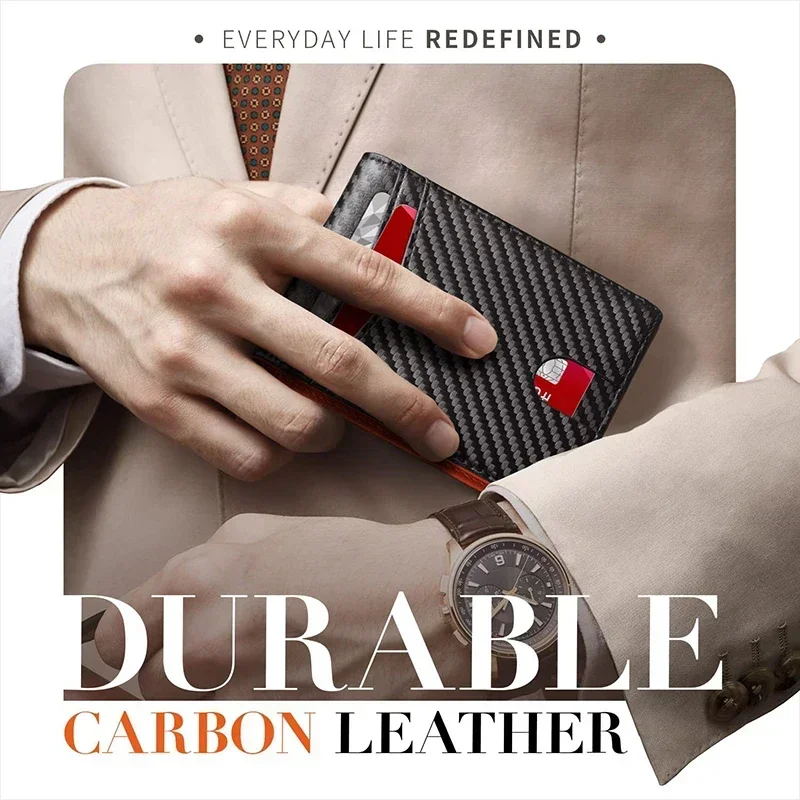 Rfid Carbon Fiber Luxury Men Wallets Money Clip Slim Thin Man Credit Card Holder Wallet for Men Small Short Male Vallet Billfold