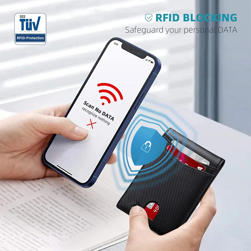 Rfid Carbon Fiber Luxury Men Wallets Money Clip Slim Thin Man Credit Card Holder Wallet for Men Small Short Male Vallet Billfold