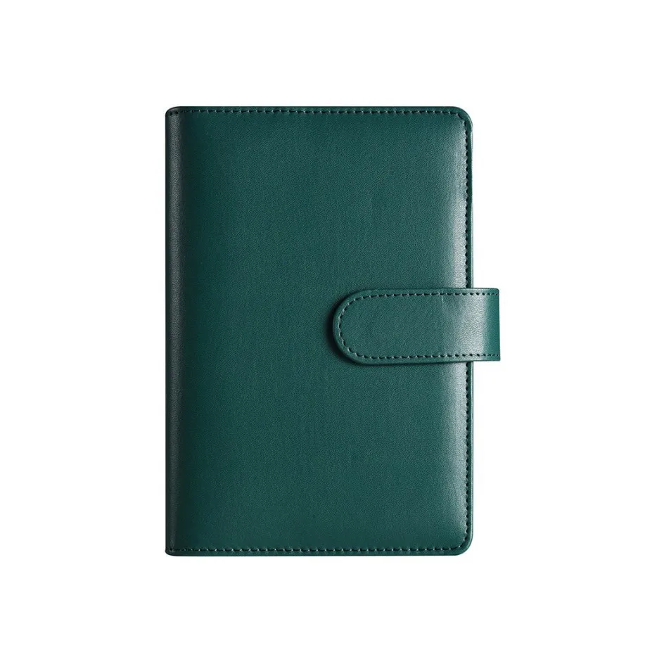 A5 A6 Dark Green Blue 6 Ring Binder PU Clip-on Notebook Leather Loose Leaf Notebook Cover Notebooks Journal Kawaii Stationery