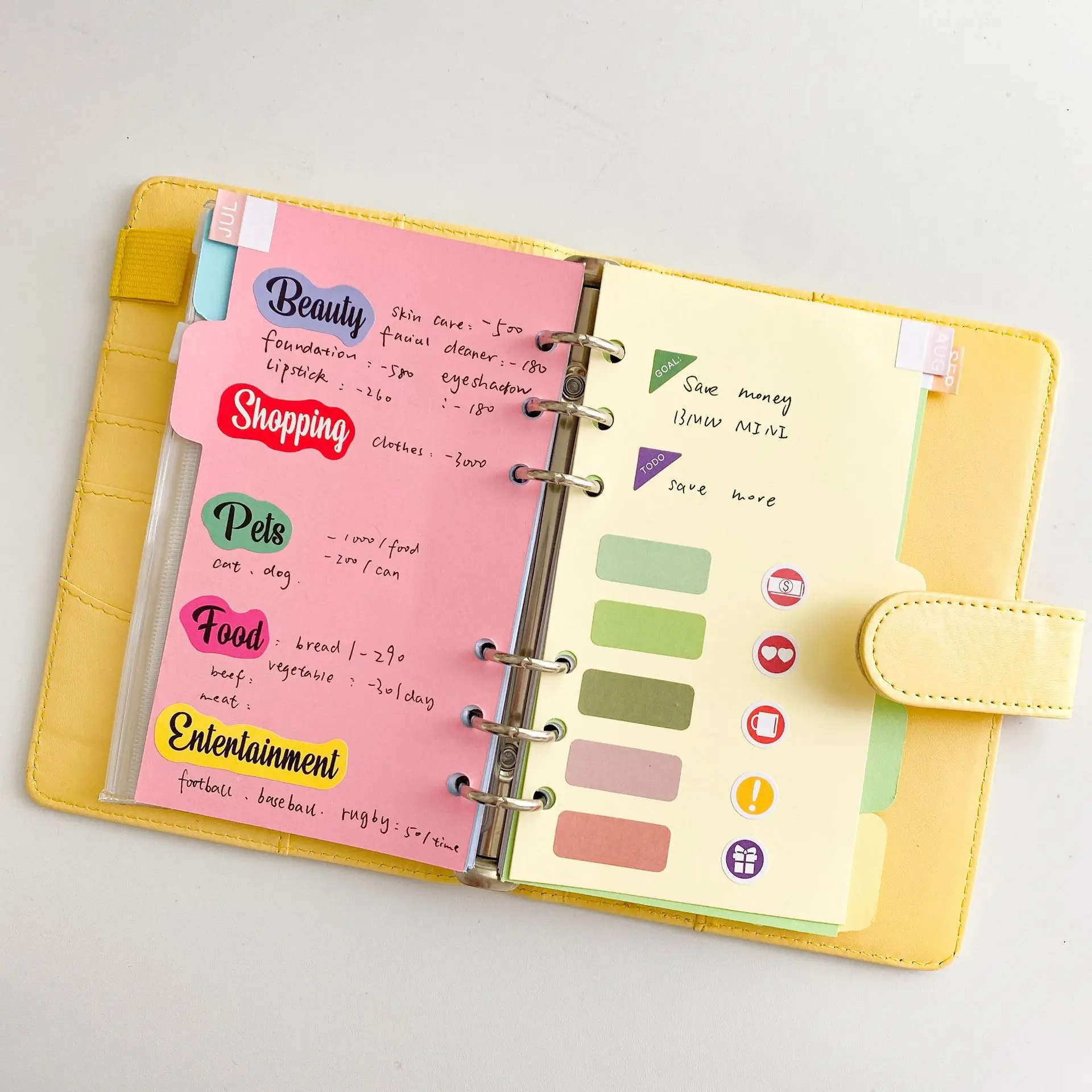 A5 A6 Dark Green Blue 6 Ring Binder PU Clip-on Notebook Leather Loose Leaf Notebook Cover Notebooks Journal Kawaii Stationery
