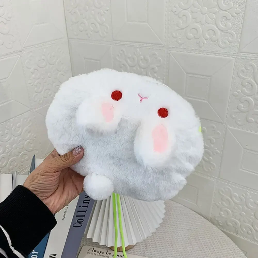 Kawaii Cartoon Plush Rabbit Messenger Bags Kids Animals Crossbody Bag Girls Casual Cute Purse Bag Coin Purse Wallets Handbag