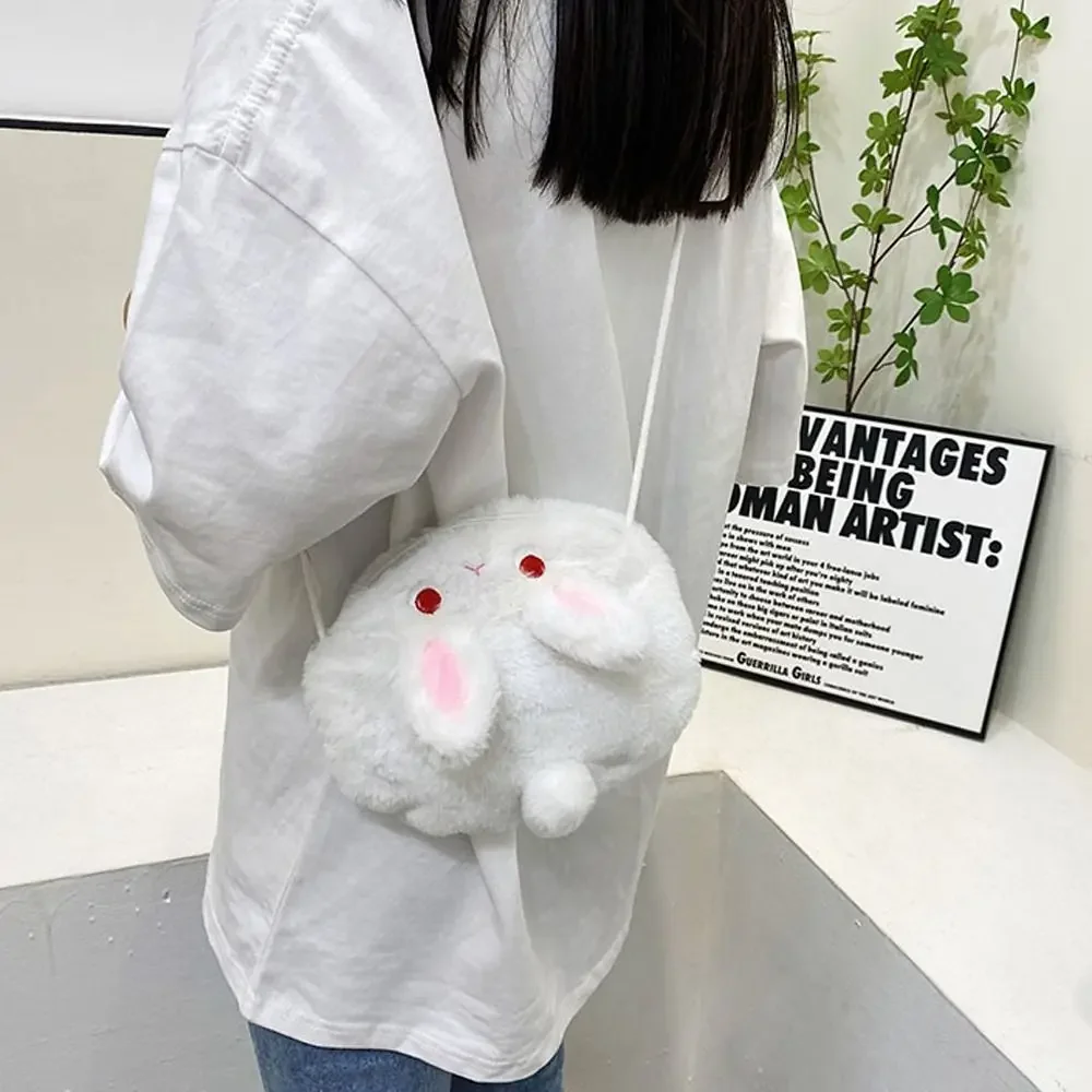 Kawaii Cartoon Plush Rabbit Messenger Bags Kids Animals Crossbody Bag Girls Casual Cute Purse Bag Coin Purse Wallets Handbag