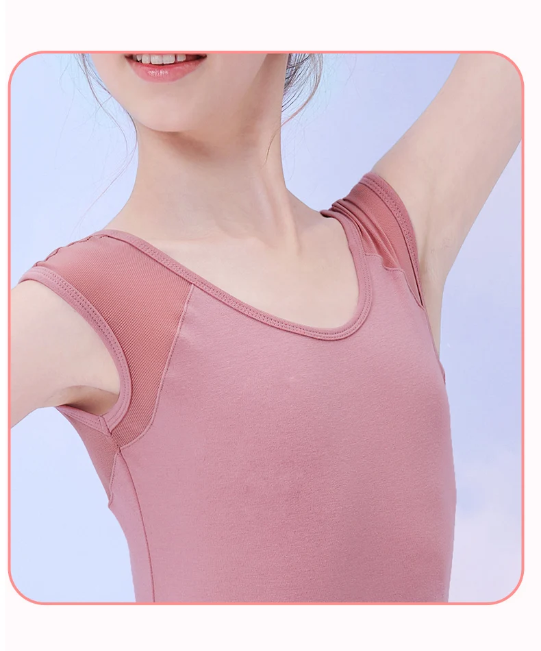 Girls Ballet Dress Sleeveless Dance Leotard Dress Cotton Splice Dance Dress for Girls Kids Ballet Leotard with Chiffon Skirt