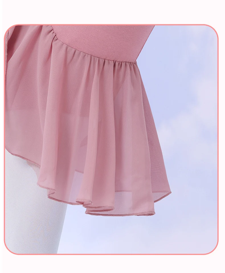 Girls Ballet Dress Sleeveless Dance Leotard Dress Cotton Splice Dance Dress for Girls Kids Ballet Leotard with Chiffon Skirt
