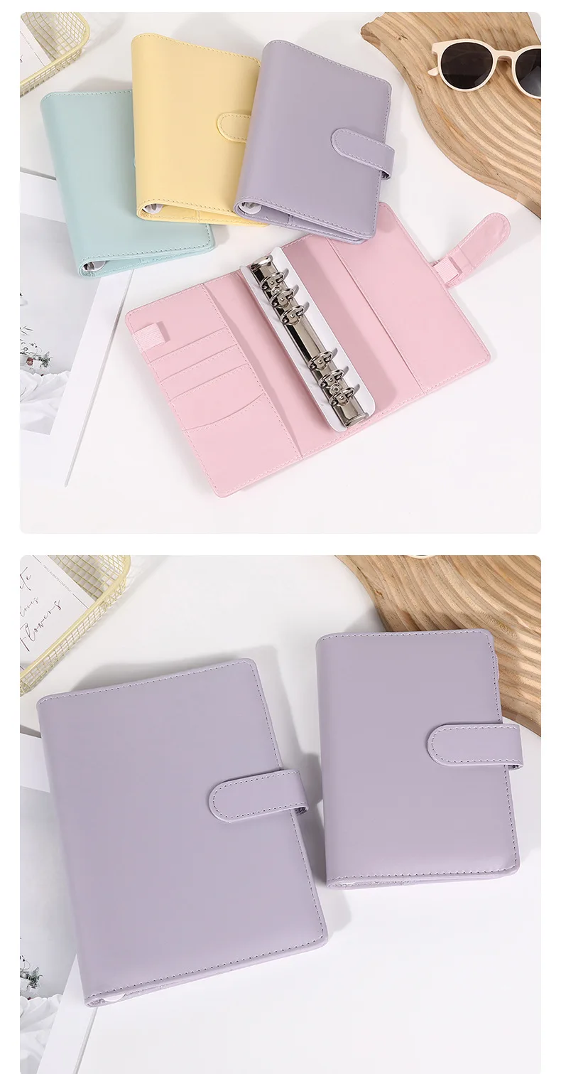 A6 Macaroon Fresh Color PU Leather DIY Binder Photocards Collect Book Diary Agenda Planner DIY Cover Album Stationery