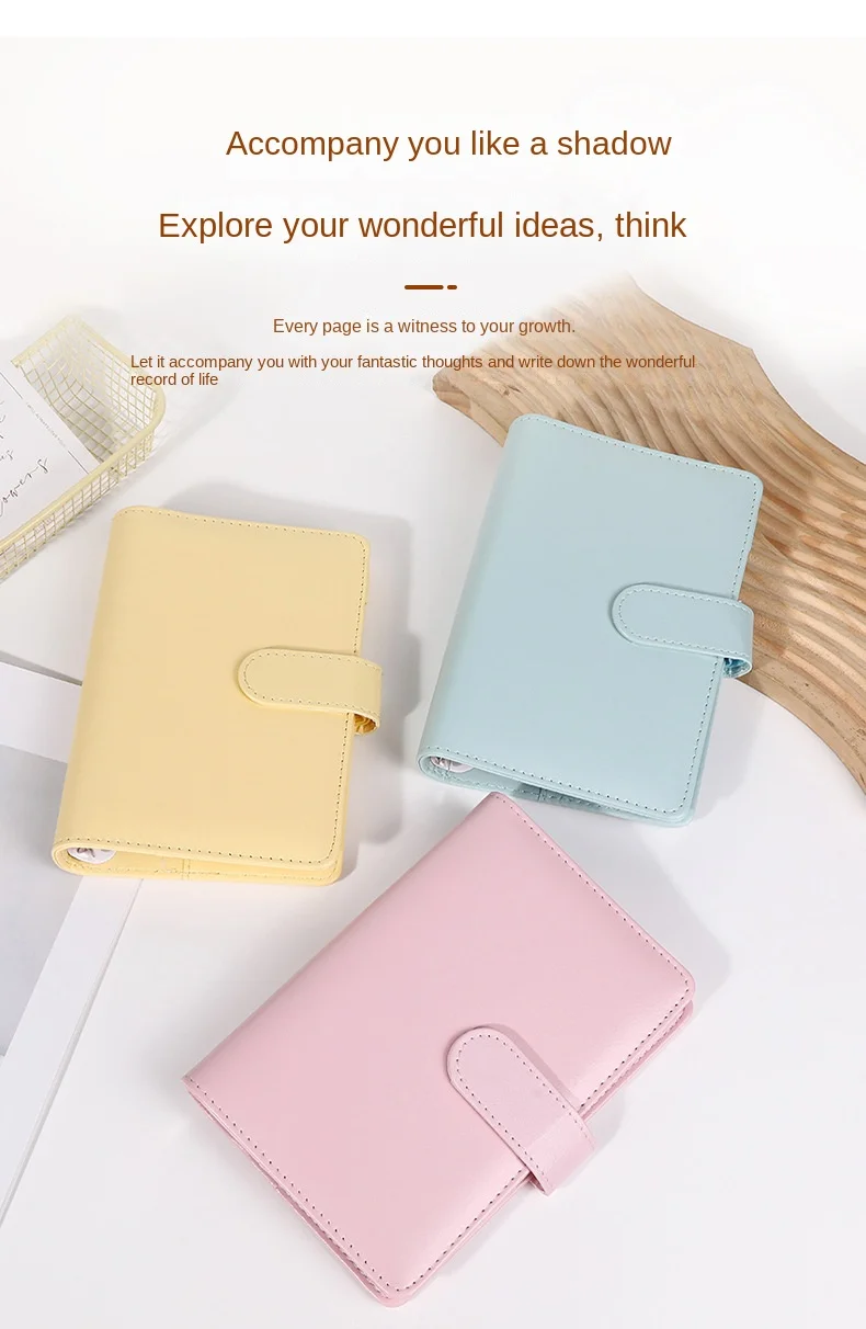 A6 Macaroon Fresh Color PU Leather DIY Binder Photocards Collect Book Diary Agenda Planner DIY Cover Album Stationery