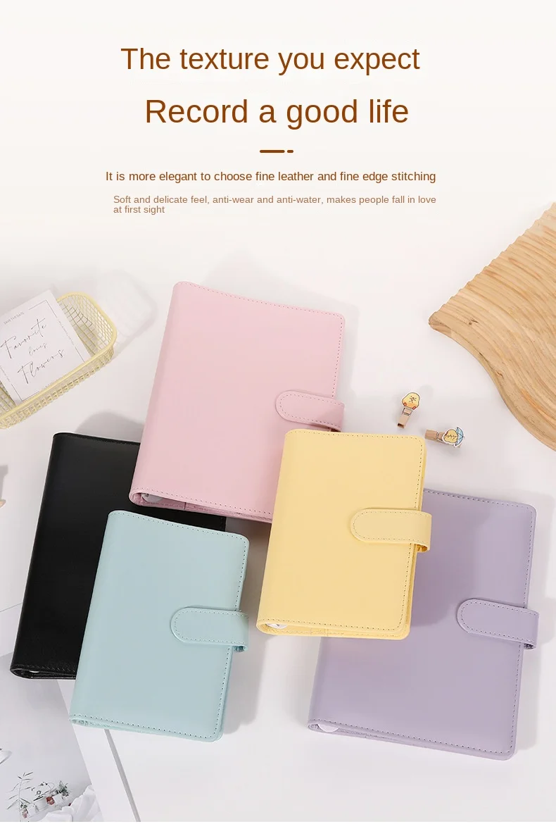 A6 Macaroon Fresh Color PU Leather DIY Binder Photocards Collect Book Diary Agenda Planner DIY Cover Album Stationery