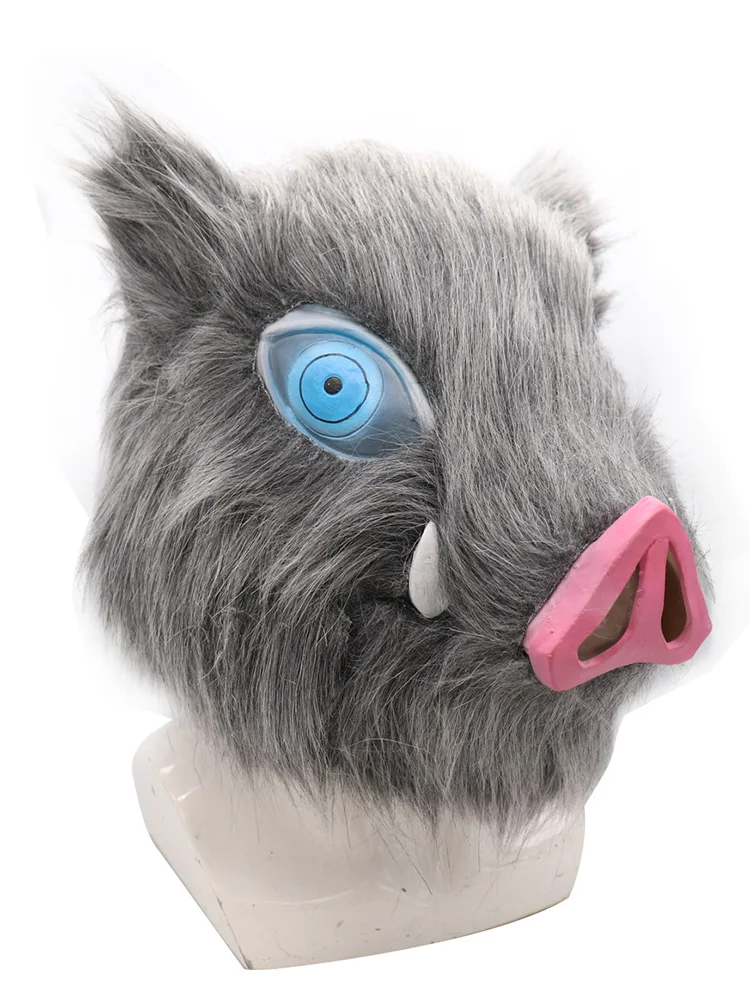 Mask Pig Head Mouth Latex Mask Ball Party Plush Pig Head Cover Halloween Festival Biology Japanese Anime Performance Cosplay