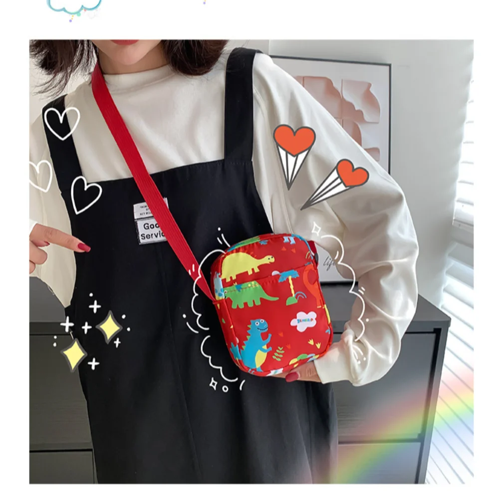 Cartoon Men Women Dinosaur Shoulder Bags Canvas Bag Makeup Bag Phone Bag Cosmetic Bag Waist Pack Chest Bag