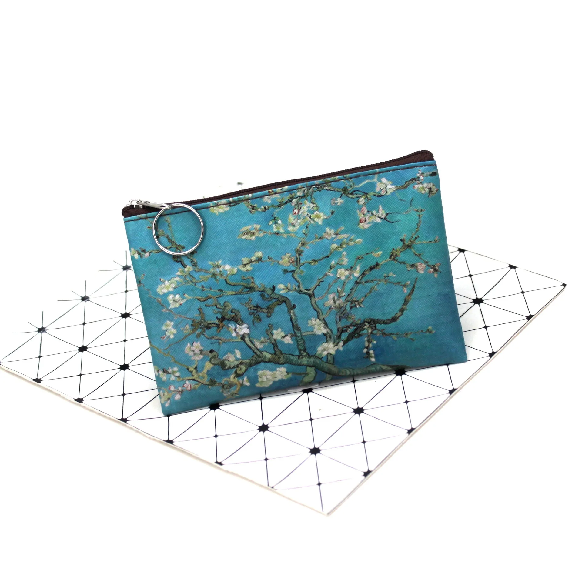 Vintage Oil Painting Canvas Cosmetic Bag Van Gogh Art Sunflower Star Moon Night Makeup Pouch Bag Travel Coin Purse Wallets Women