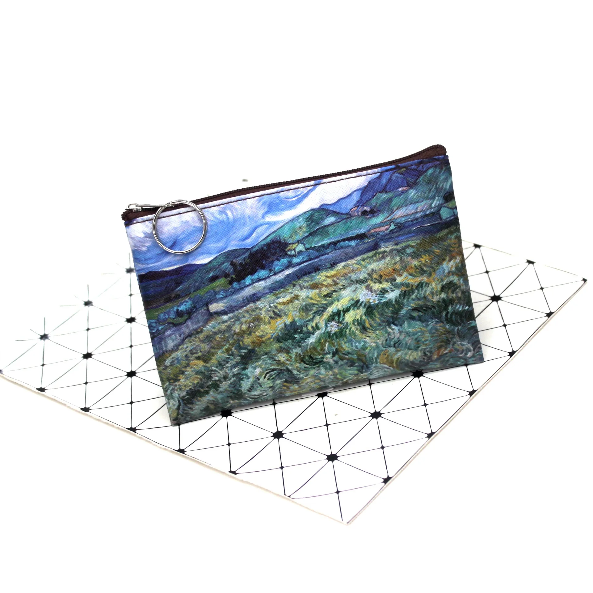 Vintage Oil Painting Canvas Cosmetic Bag Van Gogh Art Sunflower Star Moon Night Makeup Pouch Bag Travel Coin Purse Wallets Women
