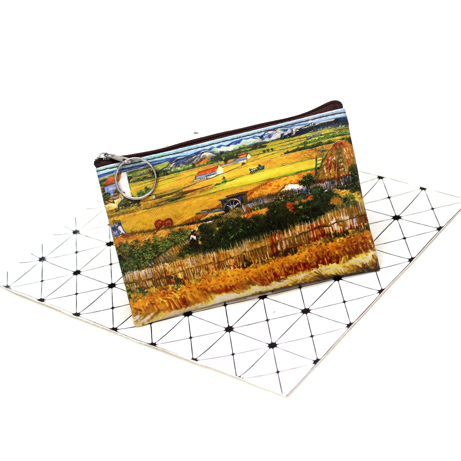 Vintage Oil Painting Canvas Cosmetic Bag Van Gogh Art Sunflower Star Moon Night Makeup Pouch Bag Travel Coin Purse Wallets Women