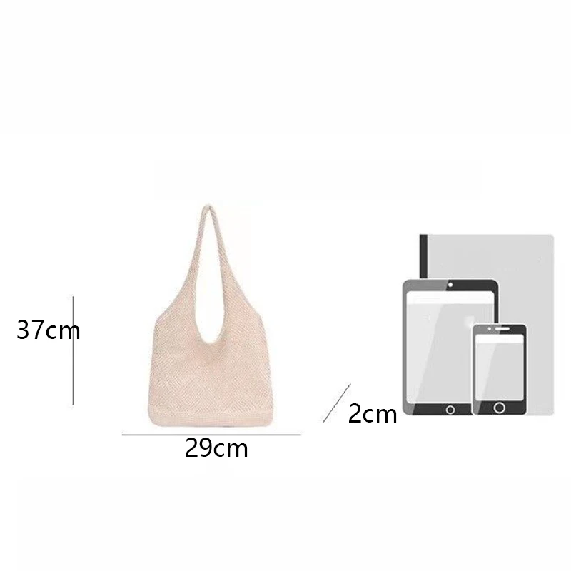 New Trend Women's Bag Crochet Handbag Retro Knitted Solid Color Hollow Top-handle Tote Bag Travel Shopper Shoulder Bag