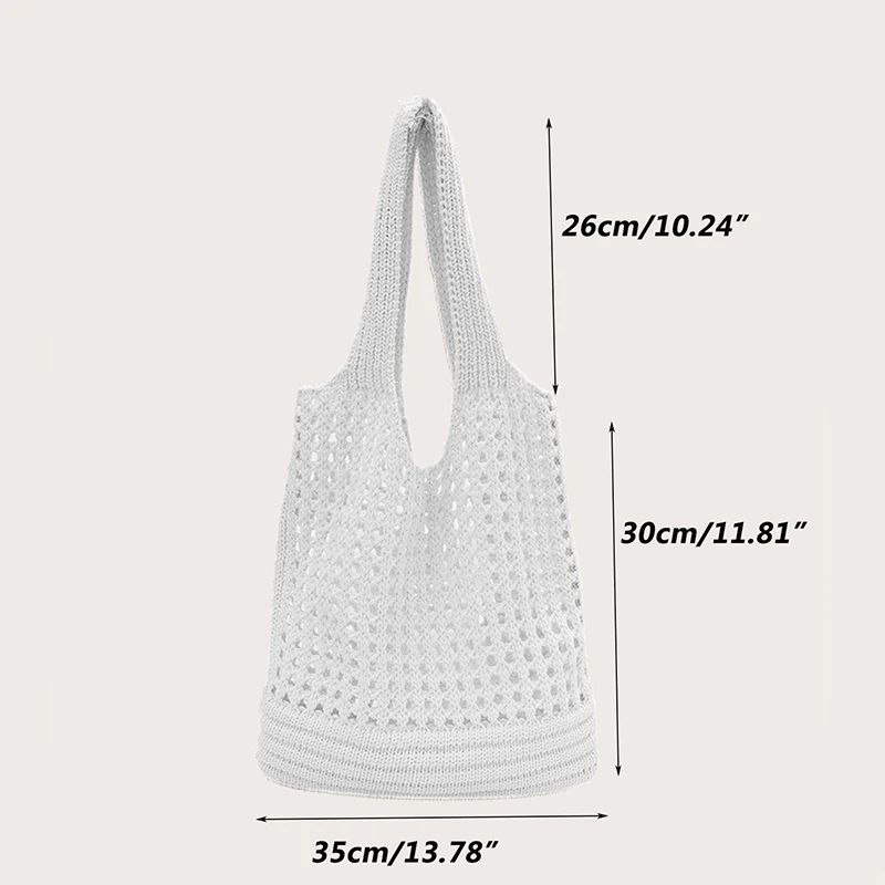 New Trend Women's Bag Crochet Handbag Retro Knitted Solid Color Hollow Top-handle Tote Bag Travel Shopper Shoulder Bag