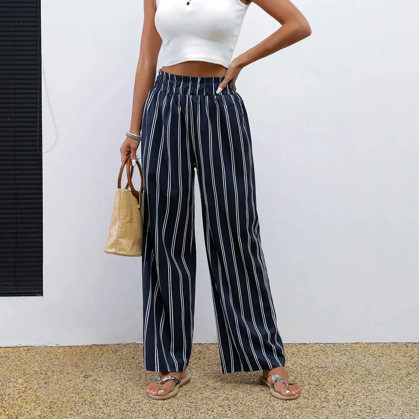 Womens Trousers Digital Printing fashion Elegant Casual japanese style European and American Korean Style