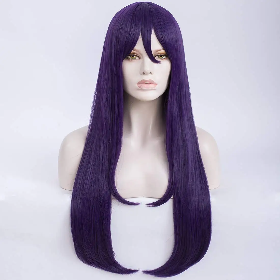 Long Straight Purple Girls Cosplay Wig with Bang Cosplay Wig High Temperature Fiber Hair Wigs Costume Party