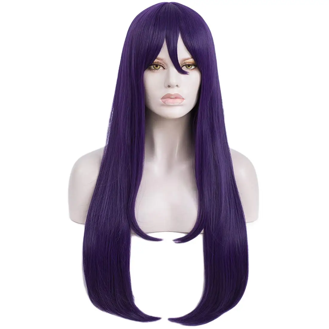 Long Straight Purple Girls Cosplay Wig with Bang Cosplay Wig High Temperature Fiber Hair Wigs Costume Party