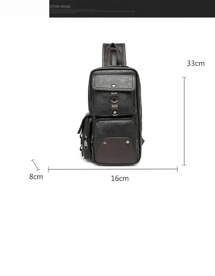 Vintage Luxury Designer Leather Crossbody Bags for Men Messenger Chest Bag Fashion Casual Bag Waterproof PU Single Shoulder Bags