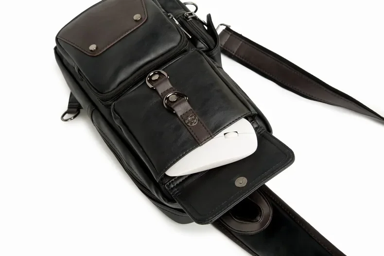 Vintage Luxury Designer Leather Crossbody Bags for Men Messenger Chest Bag Fashion Casual Bag Waterproof PU Single Shoulder Bags