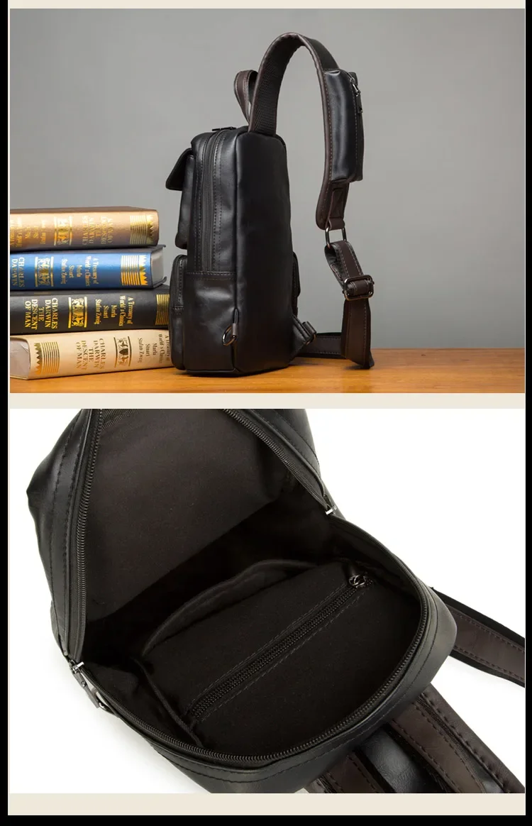 Vintage Luxury Designer Leather Crossbody Bags for Men Messenger Chest Bag Fashion Casual Bag Waterproof PU Single Shoulder Bags