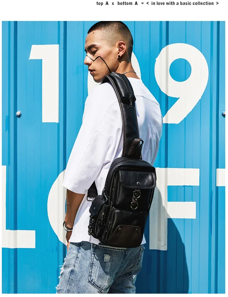 Vintage Luxury Designer Leather Crossbody Bags for Men Messenger Chest Bag Fashion Casual Bag Waterproof PU Single Shoulder Bags