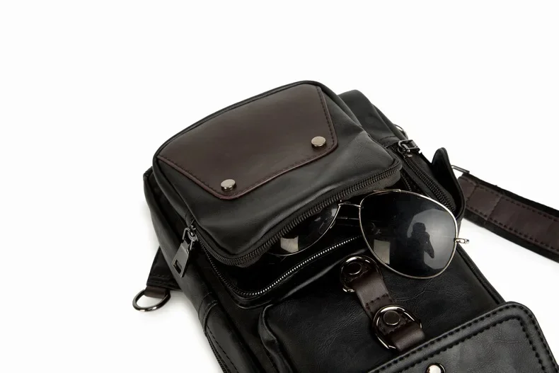 Vintage Luxury Designer Leather Crossbody Bags for Men Messenger Chest Bag Fashion Casual Bag Waterproof PU Single Shoulder Bags