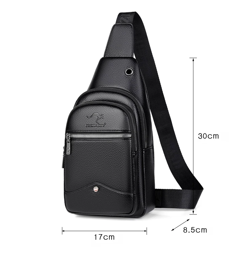 New Kangaroo Luxury Brand Chest Pack Men Crossbody Bag Black Brown Leather Chest Bag Casual Travel Sling Bag Messenger Bag Male