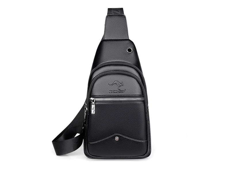 New Kangaroo Luxury Brand Chest Pack Men Crossbody Bag Black Brown Leather Chest Bag Casual Travel Sling Bag Messenger Bag Male