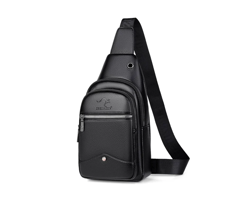 New Kangaroo Luxury Brand Chest Pack Men Crossbody Bag Black Brown Leather Chest Bag Casual Travel Sling Bag Messenger Bag Male