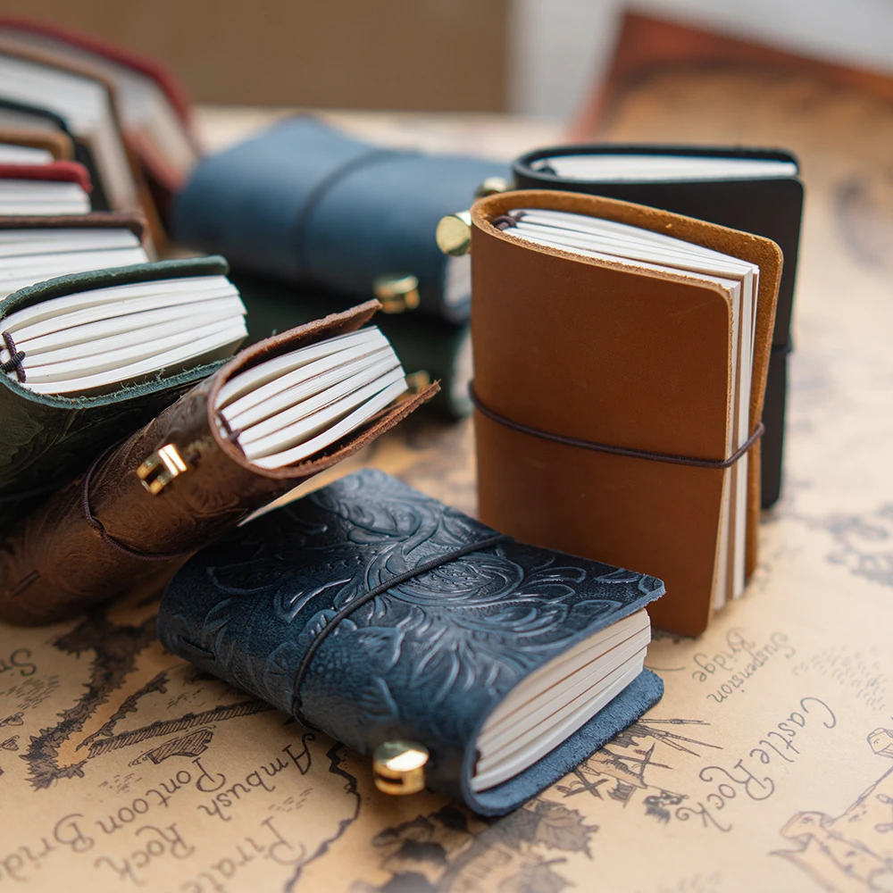 Vintage Leather Traveler's Notebook: 3 x 32 Page Refills, 100g Paper, Personalized leather journal,Portable Diary book