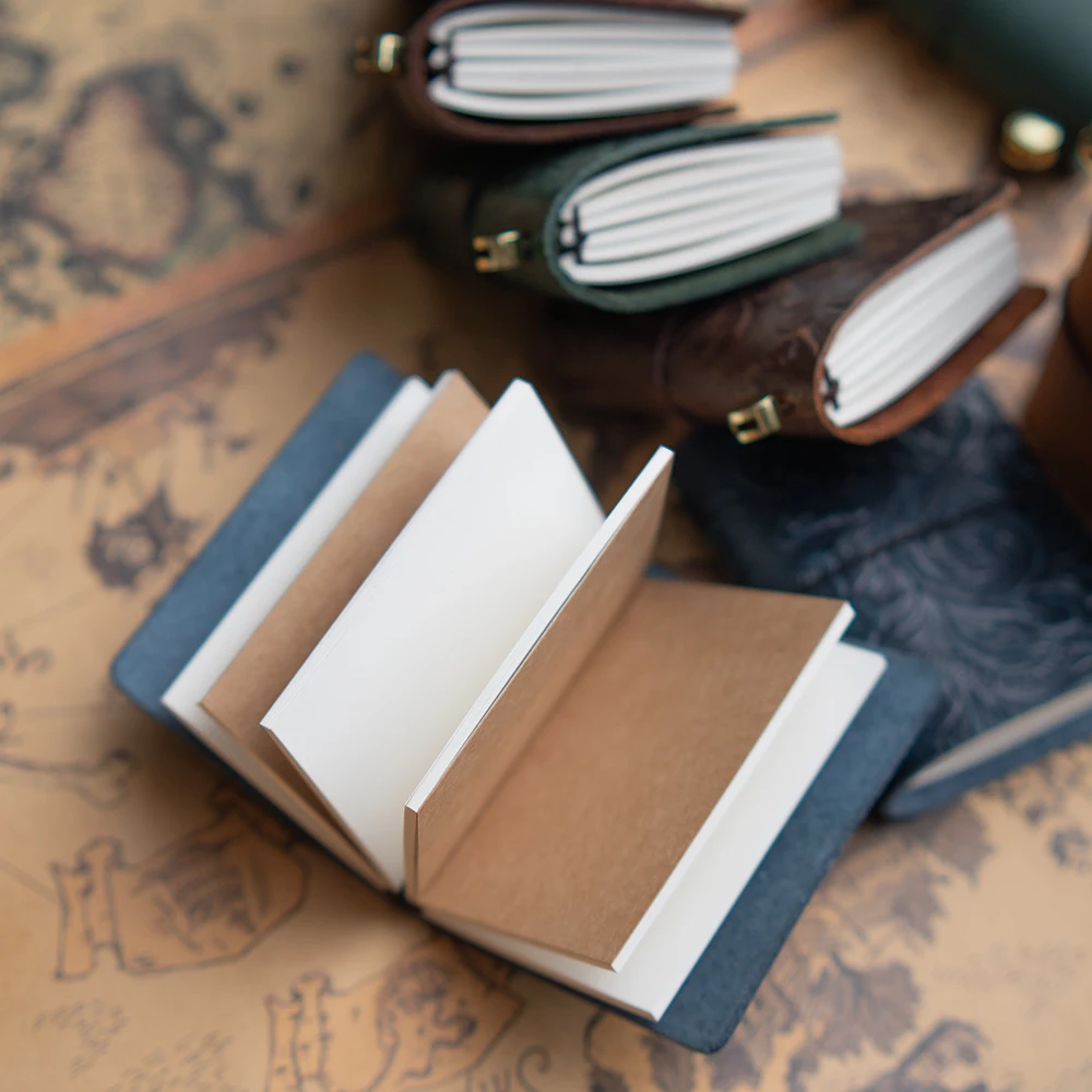 Vintage Leather Traveler's Notebook: 3 x 32 Page Refills, 100g Paper, Personalized leather journal,Portable Diary book
