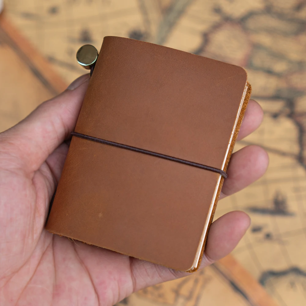 Vintage Leather Traveler's Notebook: 3 x 32 Page Refills, 100g Paper, Personalized leather journal,Portable Diary book