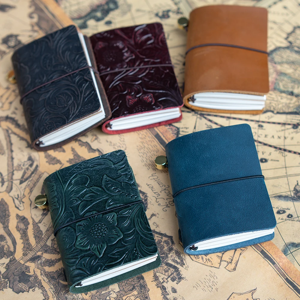 Vintage Leather Traveler's Notebook: 3 x 32 Page Refills, 100g Paper, Personalized leather journal,Portable Diary book