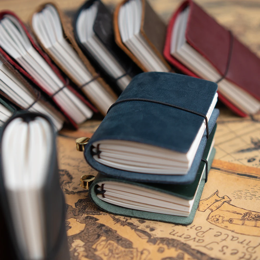 Vintage Leather Traveler's Notebook: 3 x 32 Page Refills, 100g Paper, Personalized leather journal,Portable Diary book
